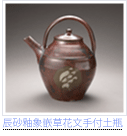 辰砂釉象嵌草花文手付土瓶